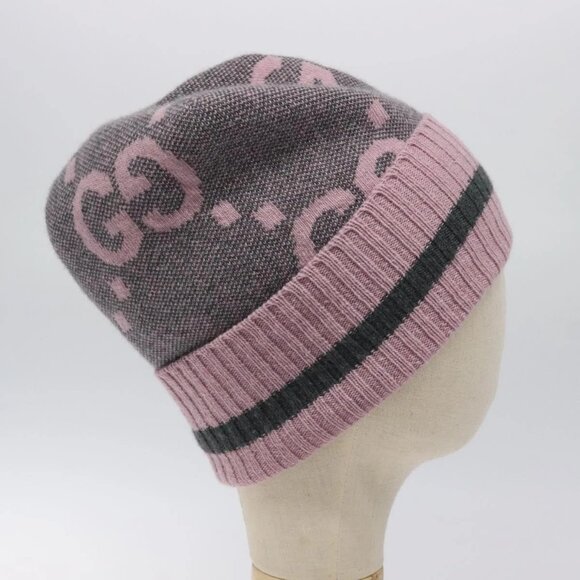GUCCI GG Canvas Knitted Fabrics Cap Cashmere M Pink 676827 Auth am8353 main image 9